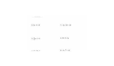 Worksheet: Equations - Solve Multi-Step Equations with Fractions