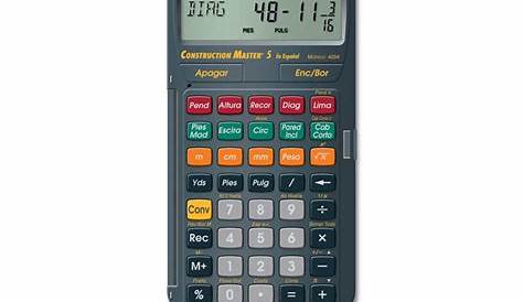Construction Master 5 Calculator Manual - CALCULATOR NBG
