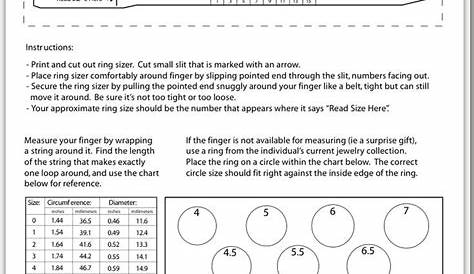 Ring sizes chart, Printable ring size chart, Printable ring sizer