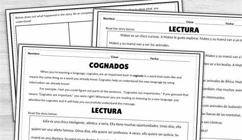 spanish cognate worksheets