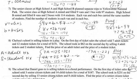 word problems systems of equations worksheets