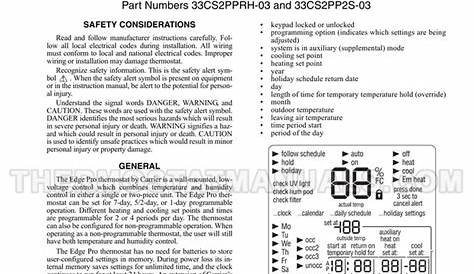 Carrier 33CS2PPRH-03 Thermostat Owner's Manual