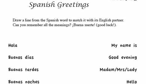 spanish worksheets for 2nd grade