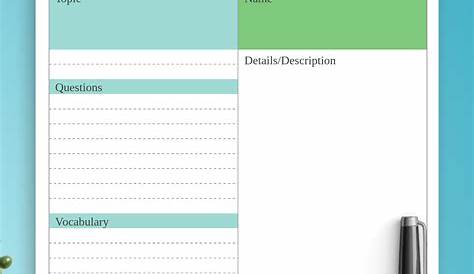 Download Printable Modern Cornell Notes Template PDF