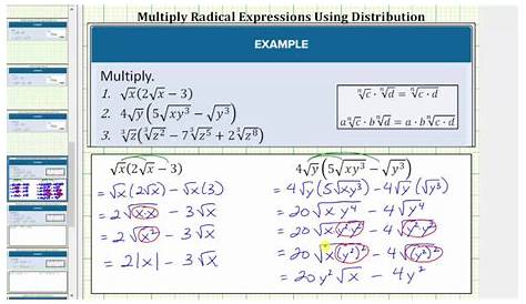 multiplication of radical expressions worksheet