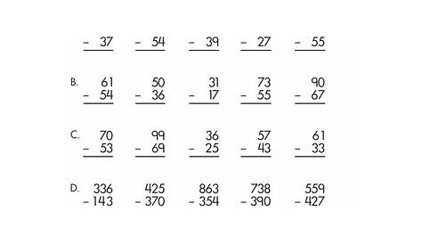 grade 3 math worksheets subtraction