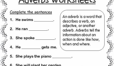 kinds of adverbs worksheets pdf