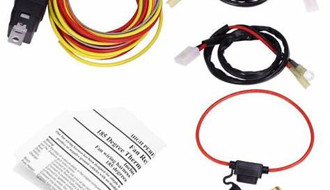 12V Dual Lead Car Cooling Fan Wiring Harness Kit Thermostat 40A Relay