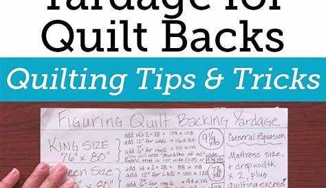 yardage for quilt backing chart