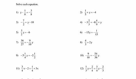 solve equations with fractions worksheets