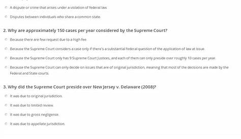 Quiz & Worksheet - Supreme Court's Jurisdiction | Study.com