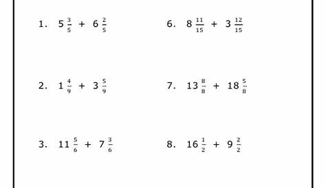 Adding Mixed Fractions With Unlike Denominators Worksheets | 99Worksheets
