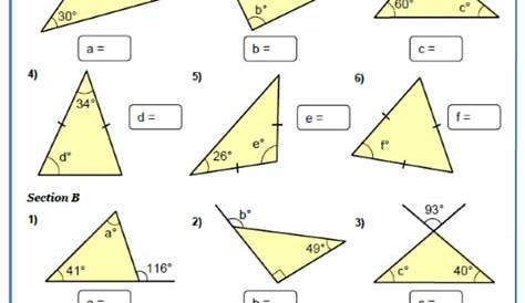 measuring angles in triangles worksheet