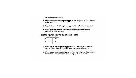 Incomplete Dominance Worksheet