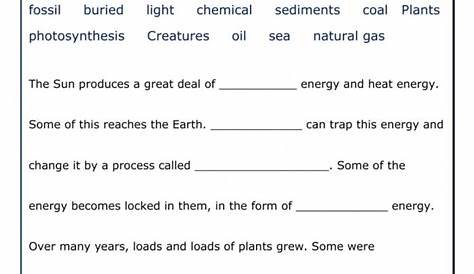 fossil fuels worksheet answers