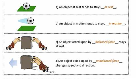 Newton's First Law of Motion - Worksheet | Distance Learning | Teaching