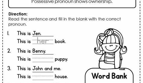 Personal Pronouns Worksheets For First Grade