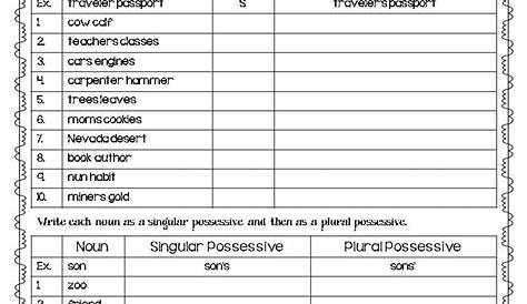 singular possessive nouns worksheets