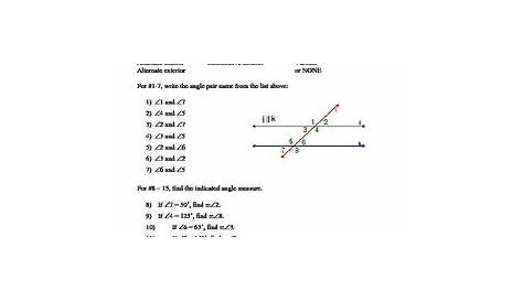 parallel lines cut by a transversal worksheets answer key