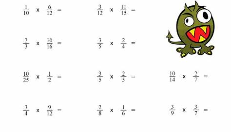 multiplication of fractions worksheet