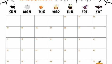 halloween printable calendar