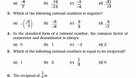 Class 7 Important Questions for Maths – Rational Numbers | Rational