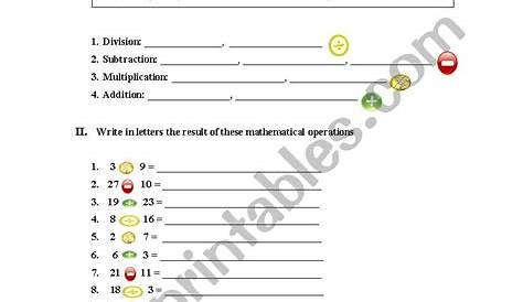 math symbols worksheet