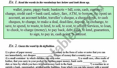 Money Matters (vocabulary + exercises) - ESL worksheet by Ann_85