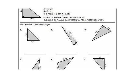 Area of Right Triangles | Geometry worksheets, Triangle worksheet