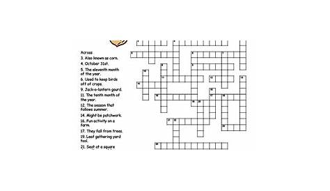 fall crossword puzzle worksheet