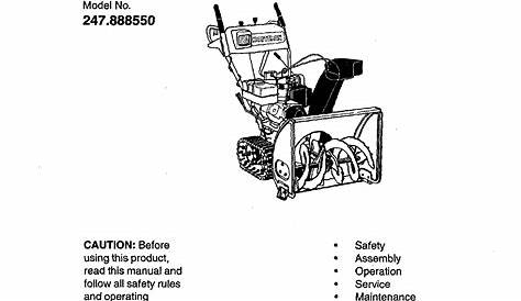 Craftsman 247888550 User Manual SNOW THROWER Manuals And Guides L9910191