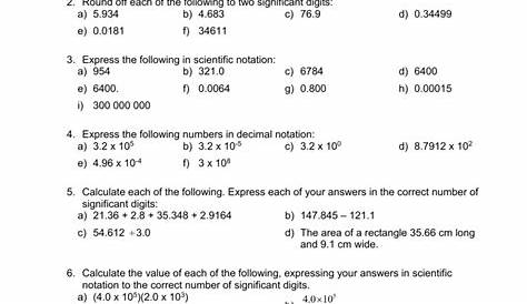 Scientific Notation And Significant Figures Worksheet — db-excel.com