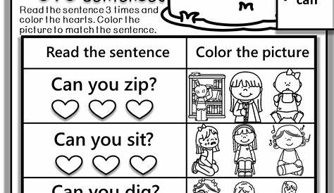 Phonics Activities and Worksheets. My first CVC Sentence