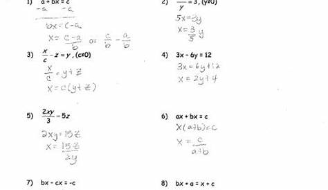 literal equation worksheet