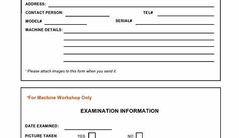 Free Maintenance Forms Template - Printable Templates
