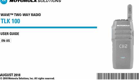 Motorola Solutions 89FT7117 WAVE TWO-WAY RADIO TLK 100 User Manual WAVE TWO WAY RADIO TLK 100