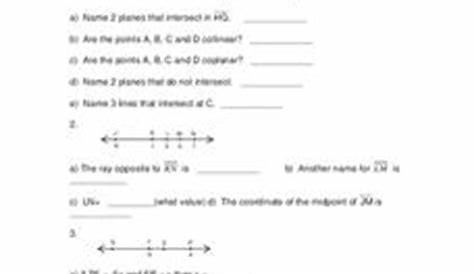 Points, Lines and Planes Worksheet for 10th Grade | Lesson Planet