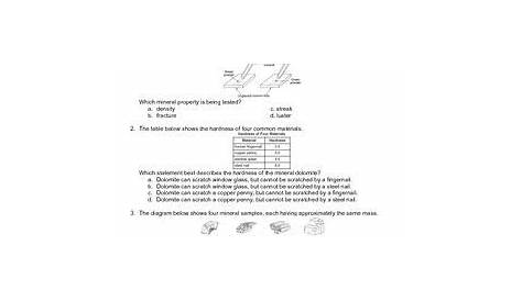 mineral identification worksheet answers