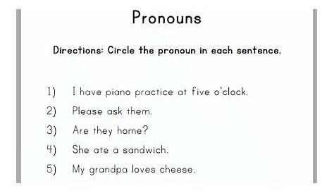Free Printable Pronouns Worksheet | Pronoun worksheets, Free pronoun