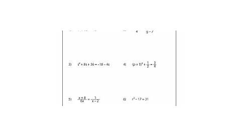Solving Quadratic Equations by Taking Square Roots Worksheets