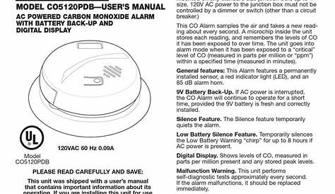 BRK ELECTRONIC CO5120PDB USER MANUAL Pdf Download | ManualsLib