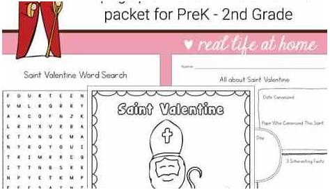 Saint Valentine Printables and Worksheet Packet for Kids