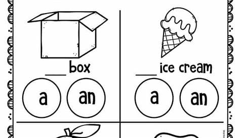 Free Printable A & An Worksheets for Kindergarten