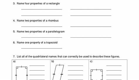 13 Best Images of Printable Worksheets On Quadrilaterals - Types of