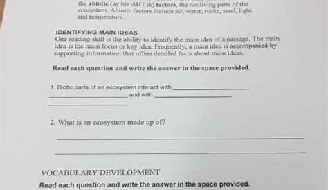 interactions in ecosystems worksheets answer key