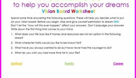 Barb Camp - Vision Board Worksheet to help you define your dreams