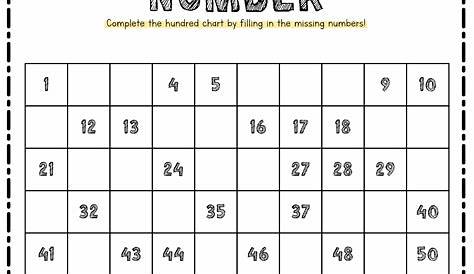 hundreds chart missing numbers