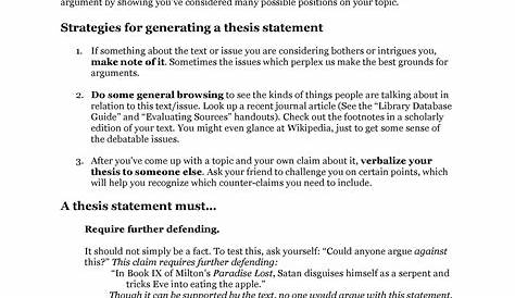 thesis statement template pdf
