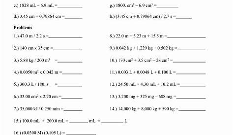 significant figures worksheets with answers