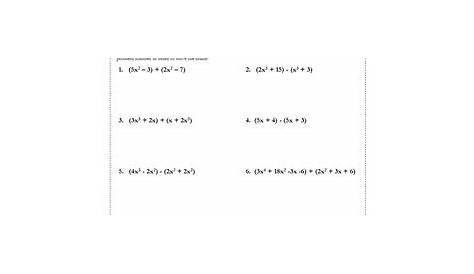 Adding & Subtracting Polynomials Activity Worksheet {Operations with